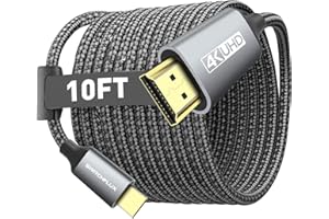 SWITCHFLUX USB C to HDMI Cable 4K, 10 FT Aluminum Type C to HDMI Cable High Speed Braided Cord Thunderbolt 3/4 Compatible with iPhone 15/15Plus/15Pro/15Pro Max,MacBook Pro/Air,iPad Pro,iMac,Galaxy