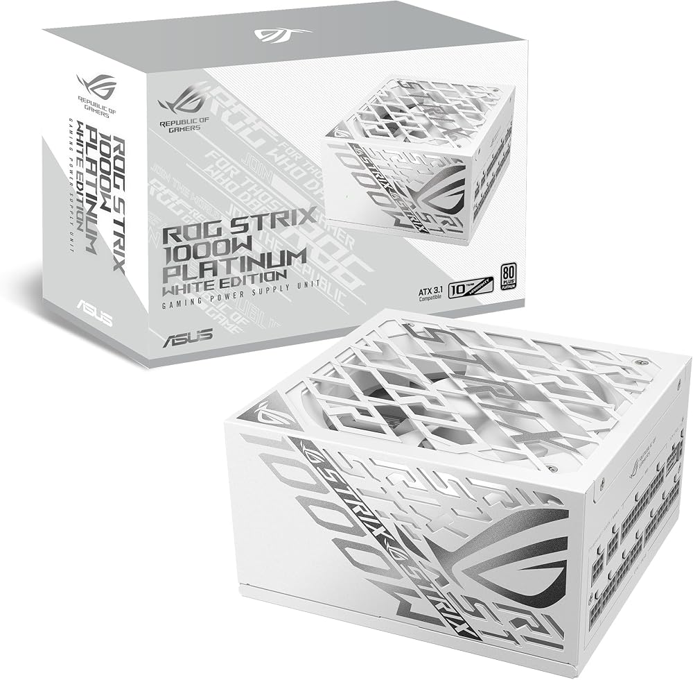 ROG-STRIX-1000P-GAMING-WHITE | 80 PLUS & Cybenetics Platinum, Tam Modüler, ATX 3.1, PCIe 5.1, GaN MOSFET, GPU Öncelikli IVS, 0dB Teknolojisi, 10-Yıl Garanti