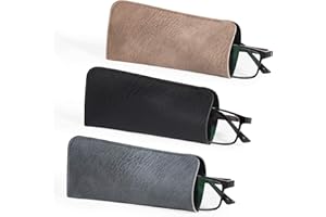 Hifot Custodia Occhiali Pelle 3 Pezzi, Morbida Custodia Occhiali Lettura, Borsa Astuccio Occhiali for Donna Uomo