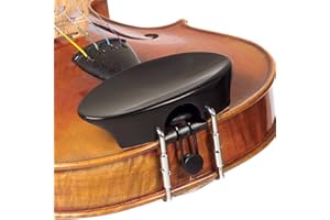 VIO MUSIC Flat Flesch Ebony Violin Chinrest – 4/4 Size, Standard Bracket