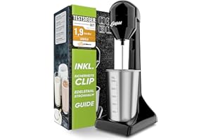 Liebfeld Elektryczny shaker proteinowy – blender ręczny z kubkiem ze stali nierdzewnej o pojemności 500 ml – shake proteinowy i koktajl mleczny, fitness, białko, frappe blender