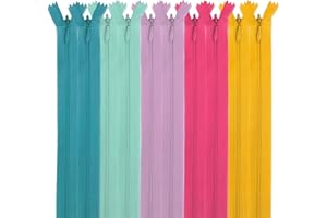 MARARDI [Pack 10] Cremalleras Invisibles [Multicolor] de Nailon [35 cm] Costura y Manualidades para Ropa Tela Bolsos Estuches Cinta Para Coser a Máquina Patchwork Algodón con Cierre Metálico