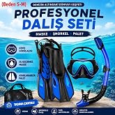 HyMark Full Dalış Seti (S-M) Beden Maske Şnorkel Palet Ayarlanabilir Profesyonel Deniz Seti Taşıma &Ccedil;antalı