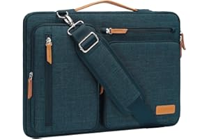 MOSISO Maletín Portátil 15 Pulgadas, 360 Protectora Laptop Bandolera Compatible con MacBook Air 15 Pulgadas M4 M3 M2/Pro 15, Lateral Abierta Mensajero Bolsa con 4 Cremallera Bolsillos,Verde Teal