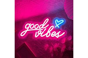 ASLANKA Pink Good Vibes Led Neon Light Sign - USB neon Lights for Wall, Bedroom, Dorm, Kids Room, Wedding Party bar Decoration Bedroom neon Signs for Wall Decoration Gift for Kids, Teens