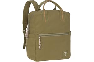 LÄSSIG Baby Wickelrucksack Wickeltasche mit Wickelunterlage und Kinderwagenbefestigung wasserabweisend/Little One & Me Square Backpack Big olive