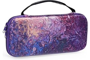 molshine Étui de Transport Rigide Compatible avec Nintendo Switch OLED modèle 2021/Switch 2017, avec poignée et 10 emplacements pour Cartes de Jeu pour Console et Accessoires (Ciel Violet)