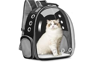 VAILGE Cat Carrier Backpack, Pet Carrier Backpack Front Pack for Small Medium Cat Puppy Dog Carrier Backpack Bag Space Capsule, Pet Carrier for Travel Hiking Walking Camping (Black)