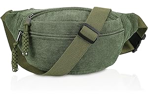 Hejo Sac Banane Femme Velours Côtelé, Bandoulière Réglable pour Randonnée Cyclisme et Balade (Vert)