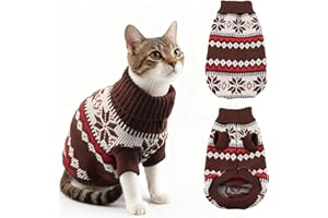 Himissy Pull Chaud pour Chat, Chaton, Sphynx Vetement, Pull Noel Petit Chien, Tenue Hiver pour Chat et Chien Petite Taille, Vetement pour Chats (A, L)
