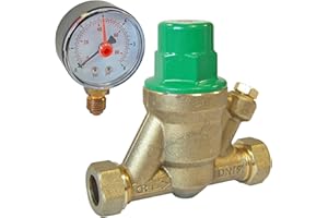PREDATOR 15mm Adjustable Pressure Reducing Valve Including Gauge 1-6 Bar Reliance Water Controls