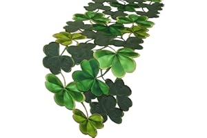 Simhomsen Embroidered Irish Clover Table Runner for St. Patrick’s Day, Spring Decorations (14 x 54 inches)