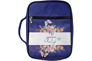 Dajingkj Fiori Bibbia Cover Case per Uomini Ragazzi Grande Formato Bibbia Caso con Tasche Cinghia Cerniera Libreria Chiesa Tote Bag