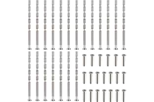 VooGenzek 20 Pièces Vis Poignee Porte M3, Vis de Connexion avec Boulon Kit, Boulons de Connexion et Manchon, Liaison Meuble Nickelée pour Écussons, Poignée de Porte, Armoire, Tiroirs