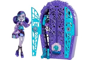 Monster High Straszysekrety Twyla Seria 5 Ogrodowe zagadki Zestaw lalka, szafa i ponad 19 niespodzianek, w tym ubranka dla lalki i akcesoria, HYT74