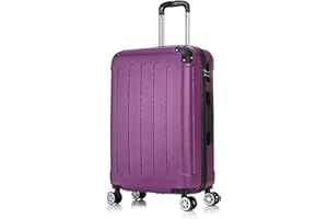 Flexot® Flex-2045 Koffer (16 Farben zur Auswahl) Zwillingsrollen Reisekoffer Trolley Hartschale (L, Aubergine)