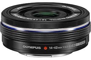 OM SYSTEM Olympus M.Zuiko Objectif Digital 14-42mm F3.5-5.6 EZ, zoom standard, compatible tout appareil Micro 4/3 (modèles Olympus OM-D & PEN, Panasonic G-series), Noir