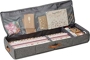 LOVE !T STORE !T LOVE IT STORE IT - Premium - Organizer Carta Regalo in Tessuto - Con Cerniera e Manici - Custodia Porta Rotoli e Nastri Regalo - 90x30x12 cm - Grigio