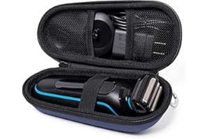 Nincha Funda de afeitar eléctrica para afeitadoras Braun Series 3, 5, 7, 9, funda de viaje rígida de EVA con almacenamiento de cargador, funda protectora de transporte con mosquetón, azul marino