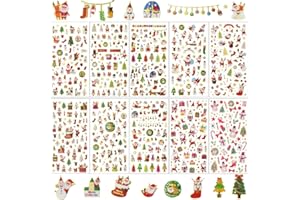 LANSKYLAN 10 Fogli Adesivo Natalizio Adesivi a Tema di Natale Adesivi Impermeabili per Bambini Stickers Piccoli Festa Natale Decorazioni per Scrapbooking Calendario Biglietto d’Auguri e Fai da Te
