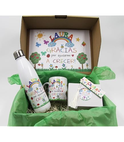 Botella Personalizada Con Diseño De Arcoíris Y Nombres – Regalo Original Para Profesores De 700 Ml, Acero Inoxidable Con Cierre De Seguridad