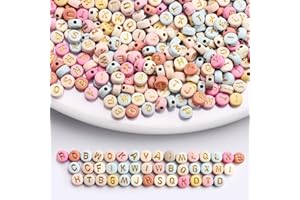 Iudsu 1000 pièces de perles lettres en acrylique pour la fabrication de bracelets, perles rondes colorées de l'alphabet de A à Z de 7 mm avec un rouleau de cordon en nylon invisible (600 cm)