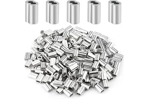 TERRIFI 200 Pcs Aluminum Sleeves, Clips Aluminum Crimping Loop Sleeve Clips with Double Ferrules, Aluminum Crimping Loop Sleeve 1.5 mm, Cable Ferrule Wire Rope Sleeves Loop Sleeve