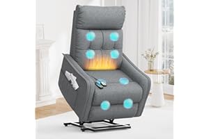sisolos Recliner Armchair Rise and Recliner Chair for Elders, Power Lift Chairs with Massage & Heat, Extended Footrest, Electric Recliner Sofa Reclining Chair For Living Room with Dual Remote Controls