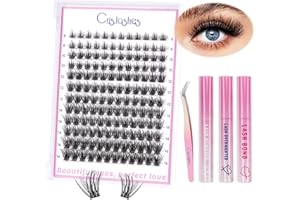 ‎CRISLASHES Crislashes Wimpern Clusters Set, Lash Extension Set 144pcs D Curl gemischte 8-16mm, Wimpern Extensions Set mit Wimpernkleber und Wimpern Entferner, Wimpern Pinzette für Anfänger zu Hause (5pcs)