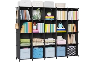‎HOMIDEC HOMIDEC Regalsystem Kleiderschrank aus Kunststoff, 20 Würfel Regal Schuhregal Modular Schrank Faltschrank Raumteiler, Aufbewahrung Organizer von Kleidung Schuhen Spielzeug Büchern für Schlafzimmer