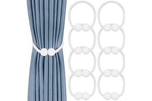 Lyspace 8 Pack Magnetic Curtain Tiebacks,Convenient Drape Tie Backs Decorative Curtain Holdbacks Holder Curtain Tiebacks for Window Draperies, No Tools Required-Pearl Shape