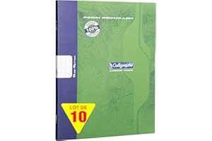 Calligraphe 2196C Lot de 10 Cahiers de Brouillon Agrafés Verts (une Marque de Clairefontaine) - 17x22 cm - 96 Pages Grands Carreaux - Papier 56 g 100% Recyclé - Couverture Carte Offset