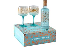 SILENT POOL - Ultra Premium London Dry Gin Gift Box With 2 Copa Glasses - Award-Winning - Layered, Fragrant, Balanced - To Enjoy Over Ice - Couple Ultimate Gin Gift - 43% ABV - 70 cl