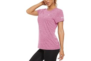 KEFITEVD Ladies Short Sleeve Sport Tops Quick Dry Short Sleeve Running Top Lightweight for Women Crew Neck T-Shirt Polyester