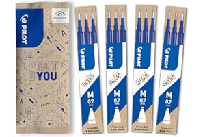 Pilot - 4 Etuis de 3 Recharges Frixion Pour Stylos Effaçables. Compatibles FriXion Point et FriXion Point Clicker - Bleu - Pointe Moyenne