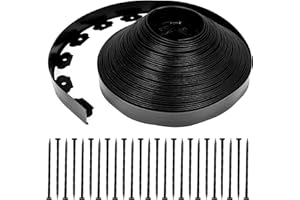 WISD Bordure de Jardin en Plastique 32 mètres avec 150 Piquets d'ancrage Bordurette de Jardin Flexible Hauteur 50mm,Noir