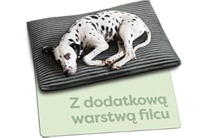 Knupis Samonagrzewający Koc Dla Psów – 90x60 cm Mata dla Psa 90x60 cm – Miękka i Wyciszająca – Zdejmowany i Pralny Pokrowiec – z Antypoślizgowym Spodem – Szary
