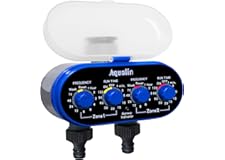 Aqualin Two Outlet Electronic Water Timer Garden Irrigation System Controller, Blue