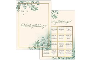 ‎COLORTOUCH colortouch Pack of 50 Wedding Bingo Cards in DIN A6 with 18 Funny Questions, Wedding Games for the Bride and Groom, Wedding Quiz, Funny Wedding Game for Guests to Get to Know Each One, Wedding