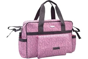 iZEL Kids Mommy Messenger Diaper Bag-Baby Changing Bags-Mummy Pre Packed Waterproof Hospital Maternity Nursing Newborn Birth Boys Girls Nappy Mat Travel Tote Shoulder Multifunctional Carrier (Pink)