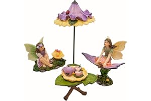 PRETMANNS Fairies for Fairy Gardens - Fairy Garden Accessories, Fairy Garden Ornaments - Miniature Fairy Garden with Garden Fairy Figurines - Fairy Garden Kit - Fairy Tea Party Set 8 Pieces