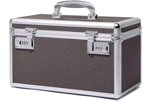 HEWEI WORKS Botiquin medicamentos casa, Medicinas y seguridad en el hogar, caja multifuncional con cerradura combinada, Incluye caja de pastillero portátil de bolsillo (café/grande)