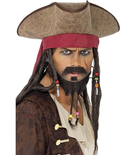 Kids or Adults Elastic Pirate Beard Facial Hair Moustache (WORLD BOOK DAY) White | UK