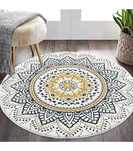 Runder Teppich Vintage Design - Ø 180 Cm Orientalischer Holzboden-Deko