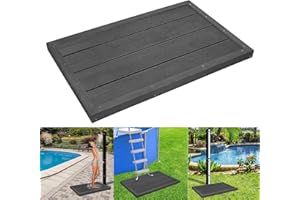 YRHome WPC Bodenelement für Solardusche Gartendusche Poolleiter Leitern 105 x 63 x 5,5 cm Bodenplatte für Outdoor Dusche Solarduschen Anti Rutsch UV-Beständig Holzoptik Anthrazit mit Montagematerial