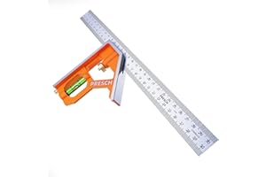 Presch Escuadra Combinada de Carpintero 300mm - Escuadra Universal de Metal - Precisa con Tope de Regla y Herramienta para Trazar - Herramienta de Medición Profesional