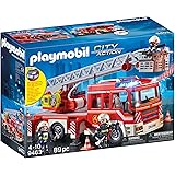 PLAYMOBIL City Action 9463, Autoscala dei Vigili del Fuoco con luci e suoni, Dai 5 anni