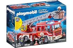 PLAYMOBIL City Action 9463, Autoscala dei Vigili del Fuoco con luci e suoni, Dai 5 anni