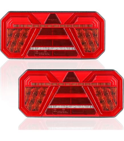 Kit Fanali Posteriori LED 7 Funzioni Per Rimorchio 12/24V | 13 Poli Con Cavo 5,5 M | IP65 E57, Omologato EU