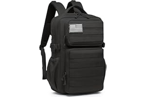 Wotony Mochila táctica militar para hombre, impermeable, mochila de asalto de 3 días, bolsa Molle con soporte para botella de agua (negro, 25 L)